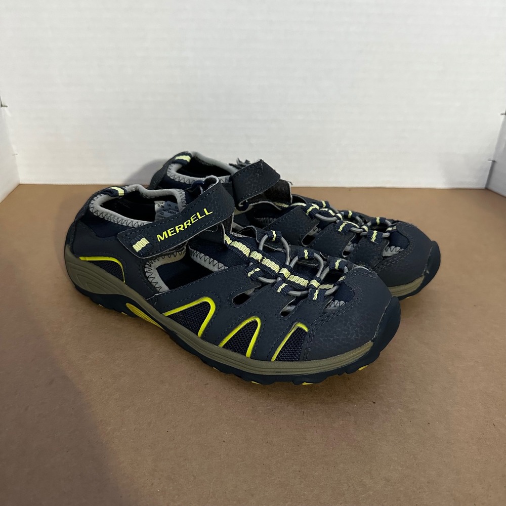 Merrell Hydro Hiker Sandals Kids 5 Navy Blue Lime Green MY54859 Good Outdoor